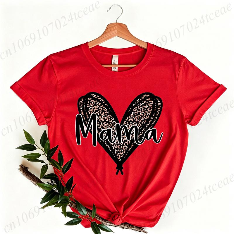 Women's Casual shirts Mama Leopard Print Women's Crewneck Casual Short Sleeve T-Shirt Summer Harajuku Streetwear Women Clothes