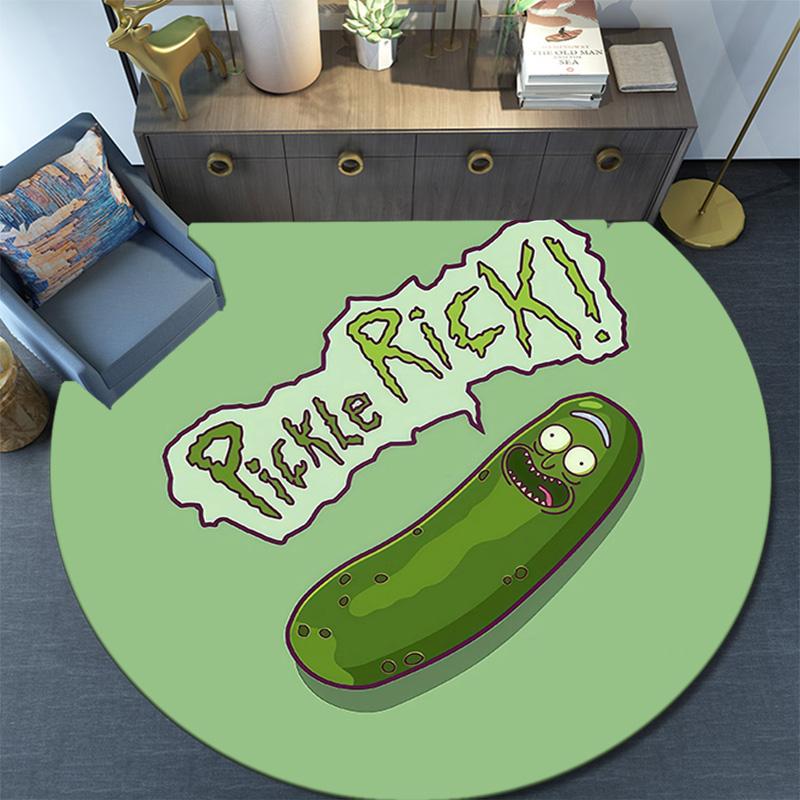 Pickle Rick Round Area Rug,Carpet Rug for Living Room Bedroom Sofa Playroom Decor,Non-slip Floor Mat