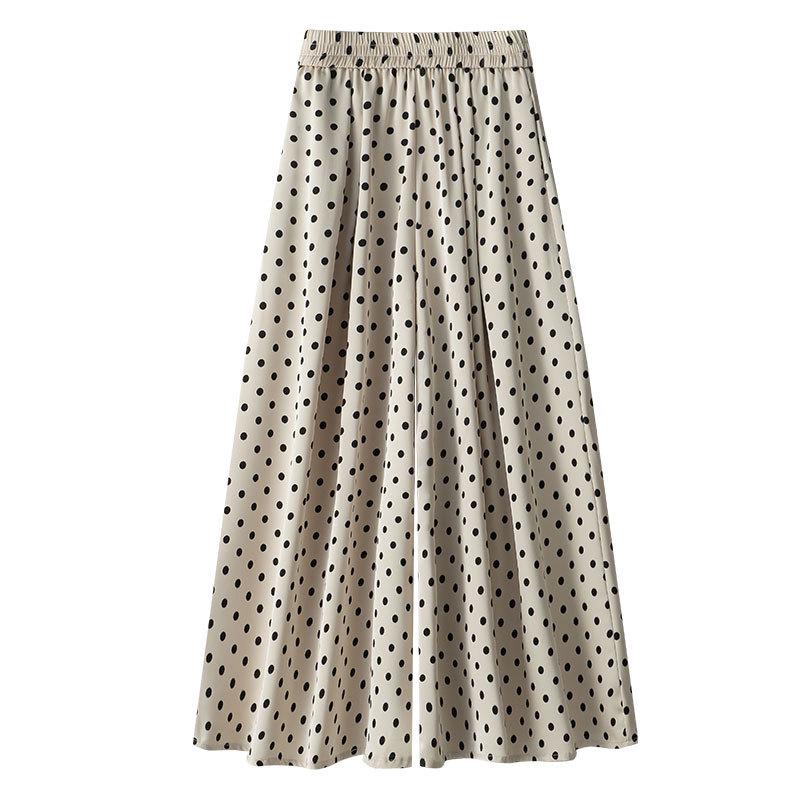 Women's High-Waisted Polka Dot Wide-Leg Culottes - Spring/Summer, Slimming, Comfortable, Nine-Point Length