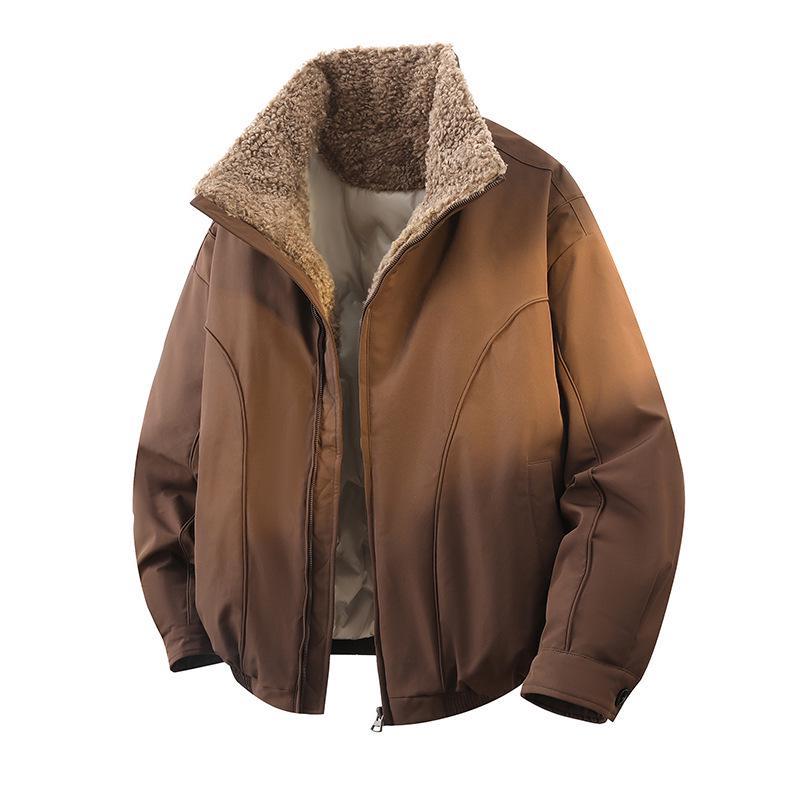 

Men s Luxury Mountain Eagle Lambswool Winter Down Jacket Quadruple XL колір темно кави