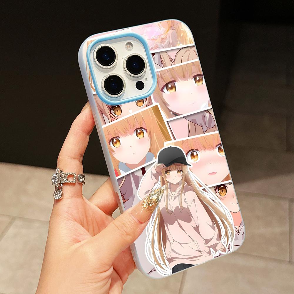 Angel Mahiru Shina Phone Case for iPhone 17 16 15 14 13 12 11 Air Pro Max Plus Jelly Double layer Light Blue Cover