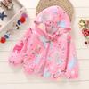 2-10 Years Kids Girls Printed Hooded Coat Thin Zipper Jacket