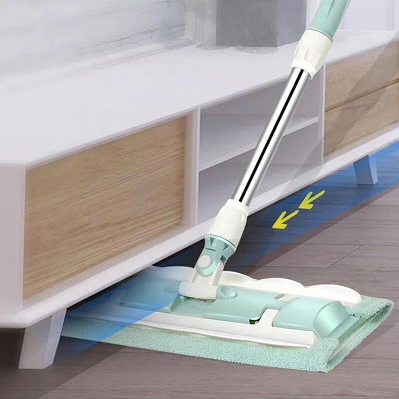 Thickened Dual-purpose Mop Detachable and Washable Mop Flat Mop with Stainless Steel Handle and Reusable Washable Mops Cloths