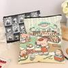 Cute Little Bear Cosmetic Bag Cartoon Canvas Makeup Bag Large Capacity Travel Toiletry Bag Clutch Bag For Girl Gifts