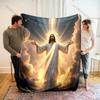 Jesus mit Drei Goldenen Lichtern in den Wolken Druckdecke Warm Weich Flauschig Kinder Erwachsene Sofa Bett Überwurf Decke Reise Camping Wohnmobil