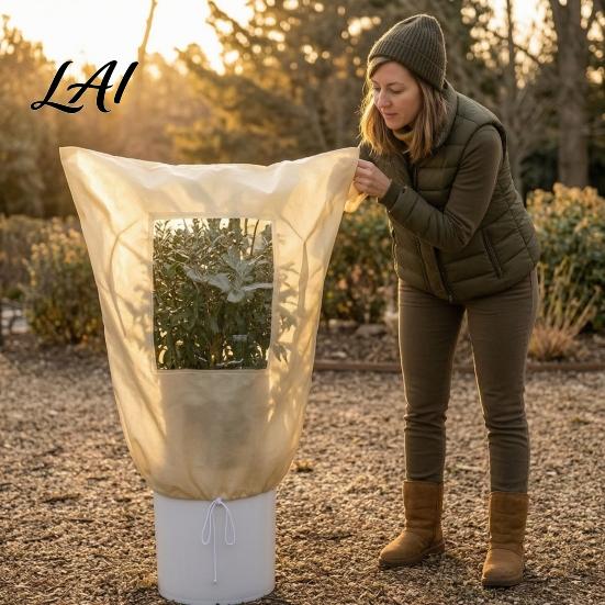 Winter Plant Covers for Frost Protection Cover with Viewing Window Extra Thick Non-woven Durable Outdoor Blanket Wind And Snow Tree Weatherproof