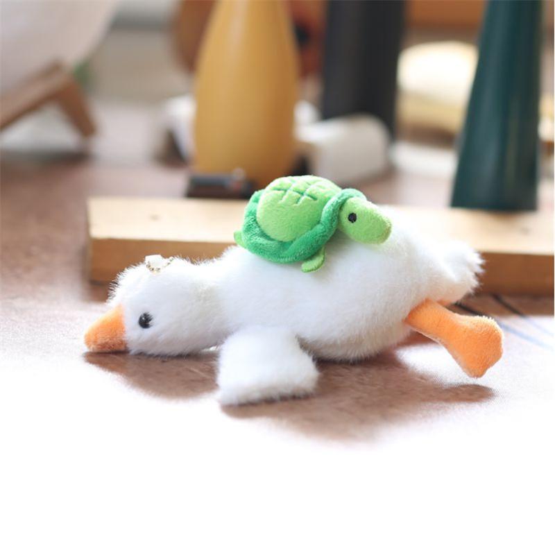 16 cm Schattig Grote Witte Gans Pluche Speelgoed Hanger Zachte Pop Voor Rugzak Sleutelhanger - 3 Kleur Opties Intrekbaar