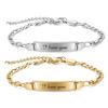 Childrens Adjustable Stainless Steel Bar Charm Bracelet With Engraved I Love You 5mm Geometric Design