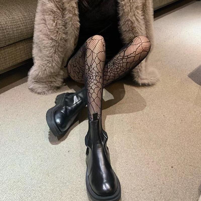 Dunkle Gothic-Strumpfhose G Sexy Netzstrümpfe aus schwarzer Seide, Spinnennetz, hohle Strümpfe, Sommer-Strumpfhose mit dünnem Muster
