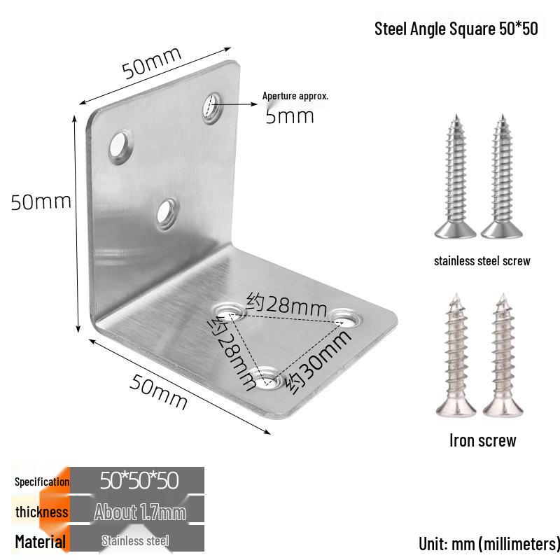 Stainless Steel 90° L-Shaped Thickened Angle Bracket Connector