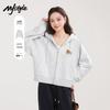 MJ STYLE Women's Cropped Hooded Zip-Up Sweatshirt