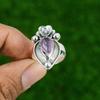 925 Silver Natural African Amethyst Stackable Flower Adjustable Ring