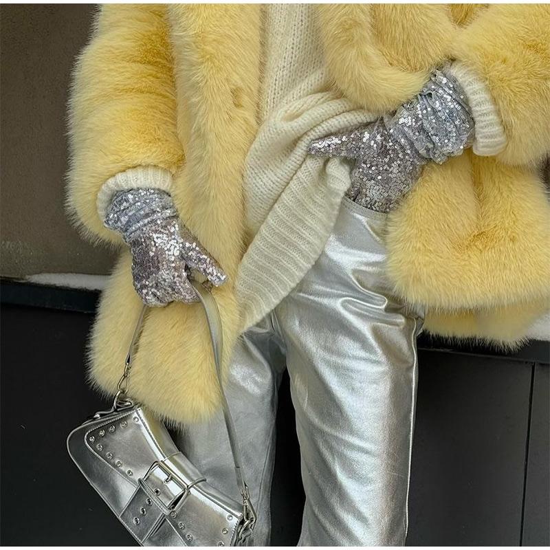 Autumn Winter Thick Warm Women Faux Fur Coat Turn-down Collar Long Sleeve Coats Casual High Quality Fluffy Jacket Outwear