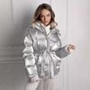 Damen Kapuzen-Pufferjacke Outdoor Freizeit Unifarben Windjacke Lockerer Schnitt Mittellang Wintermantel
