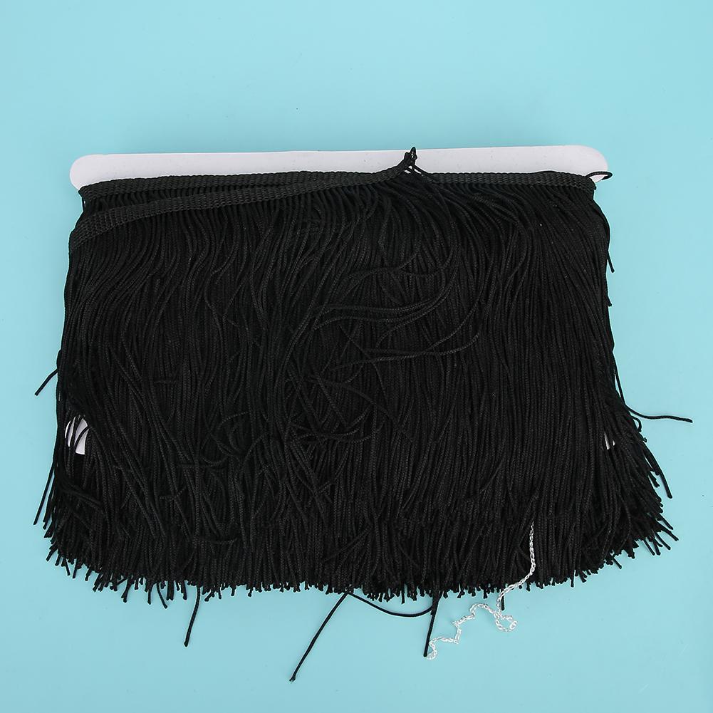 10yd 14cm Lång Franskant Tofs Polyester Spetskant Band Sy Scen DIY Kläder Gardin Plagg TillbehörSvart