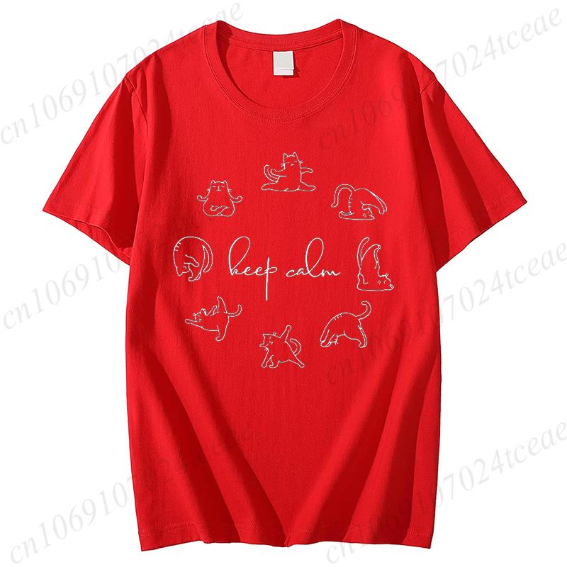 

Womens Tshirts Funny Cat Yoga Print New Fashion Short Sleeve Summer Casual Womens Clothing Harajuku Y2K Hip Hop Clothes S
