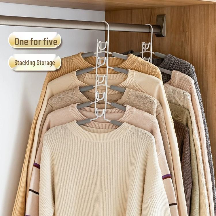 Compact Multi-Layer Hanger: Space-Saving Folding Clothes Rack for Home Wardrobe Storage