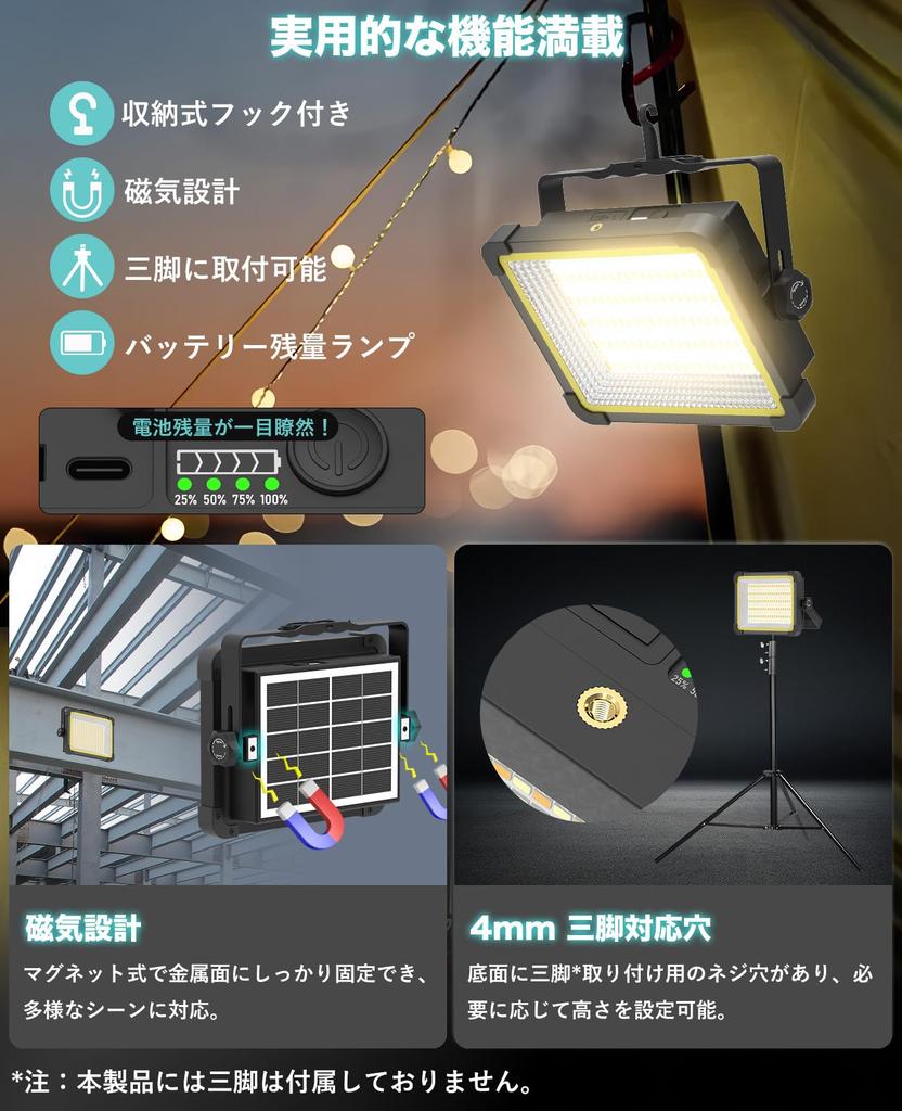 KIEWN Rechargeable LED Floodlight Brightness 23H Continuous Work Light for Outdoor Large IPX4 3 Stepless Ultra Magnetic Hook Ideal for Outdoor Night
