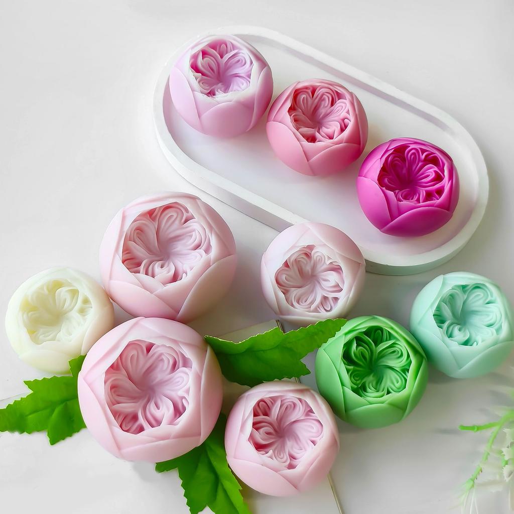 Silicone Mold Resin Art Moulds Candle Crafting Molds Rose Flower Shape Unique Ornament Moulds Silicone Texture for Clay