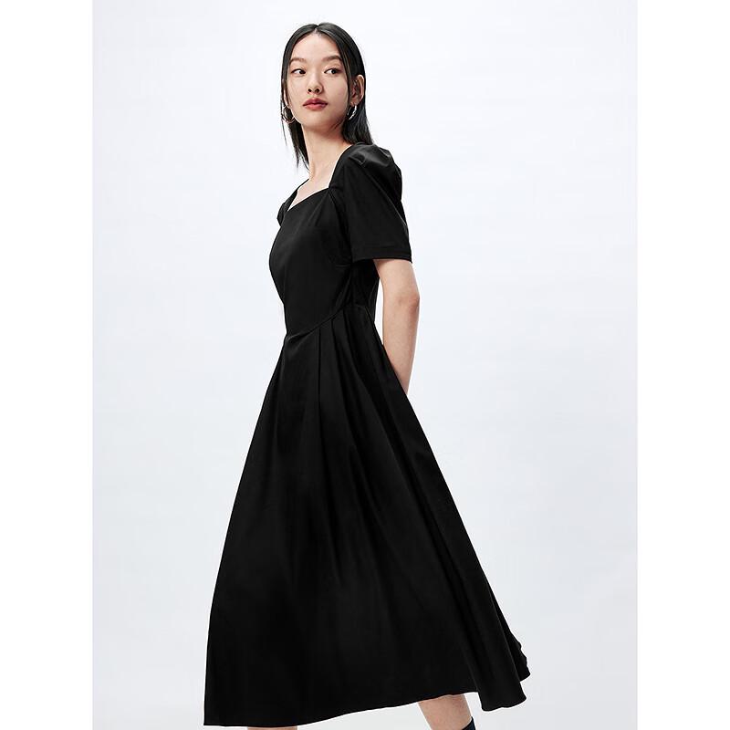 Women's French Square Neck A-Line Midi Dress