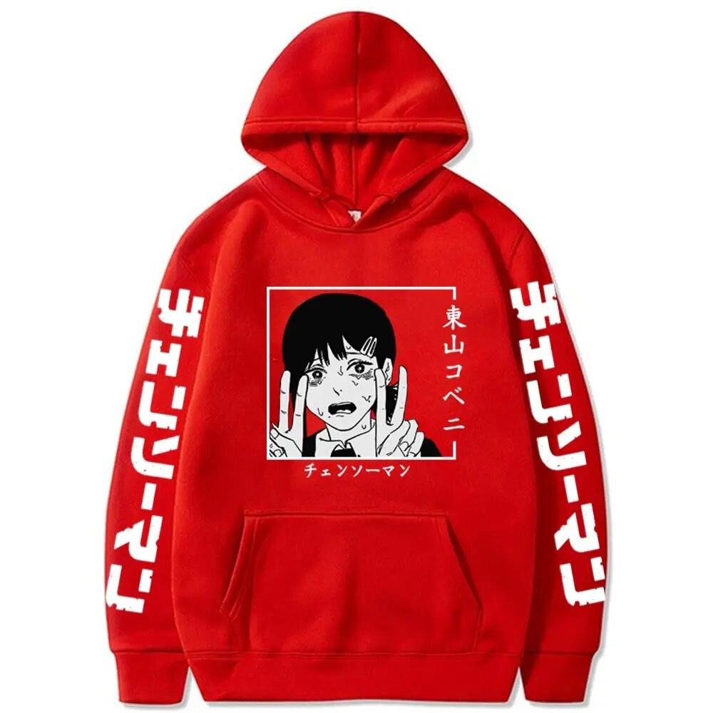 Harajuku Anime Chainsaw Man Hooded Higashiyama Kobeni Printed Men Women Hoodies Aesthetic Trendy Streetwear Classic Pullover Unisex Sweatshirt