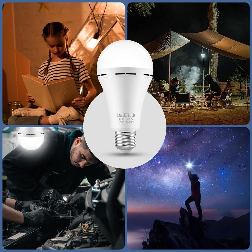 Rechargeable Emergency LED Light Bulbs for Home Power Failure | Listed Battery Operated Light Bulb Power Outage Camping Reading Lighting Hurricane