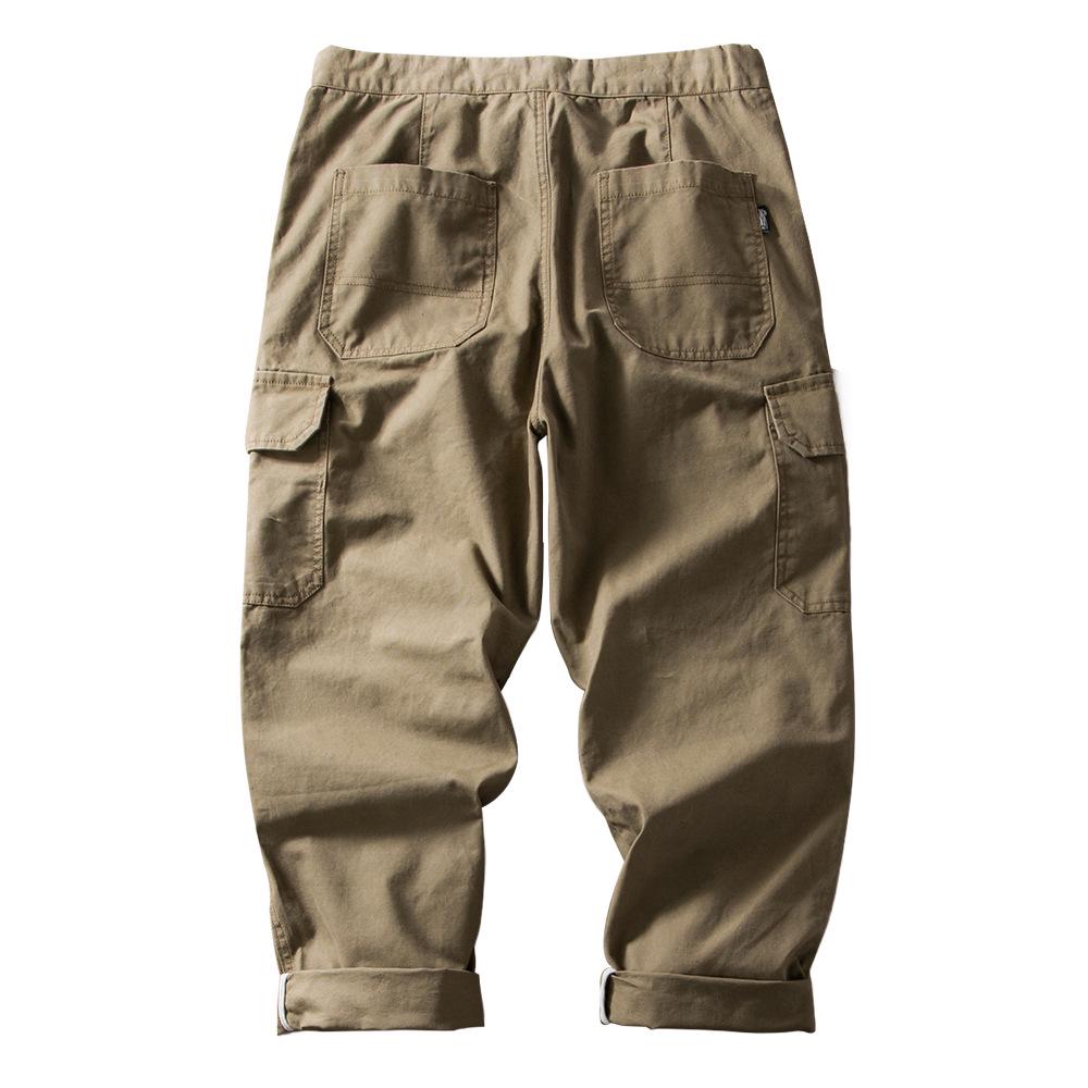 Herren Retro Japanische Mehrfach-Taschen Tapered Overalls - Schwergewichtige Freizeit-Hosen für Frühling und Herbst