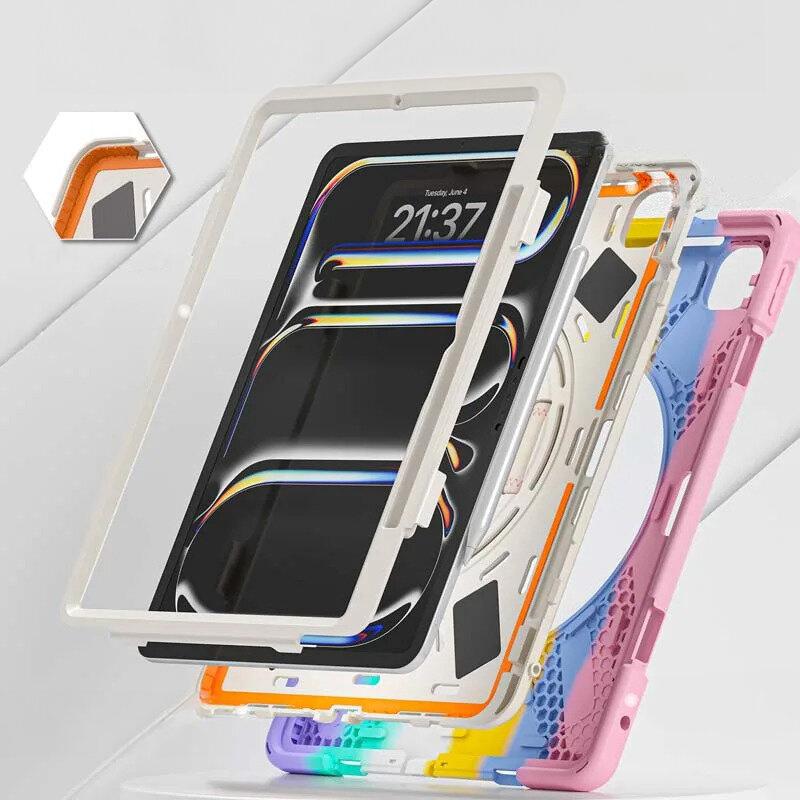 Case for iPad Pro 11" M5 2025 / M4 2024 (6th/5th Gen.), Armored 360 Rotation, Colorful