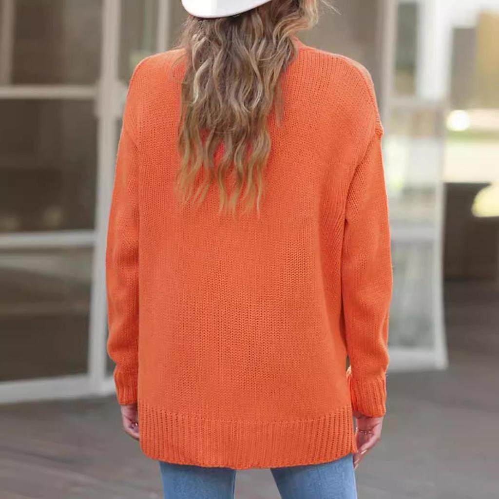 Women's Knitted Long Sleeve Mid-Length Cardigan for Spring and Autumn.