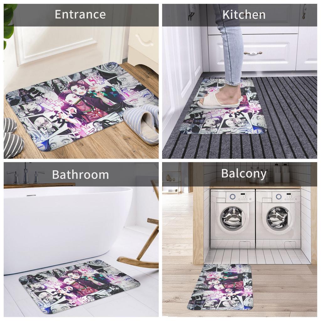 Anime Demon Slayer Tanjiro Kamado Floor Door Kitchen Bath Mat Anti-Slip Indoor Doormat Toilet Entrance Carpet Rug