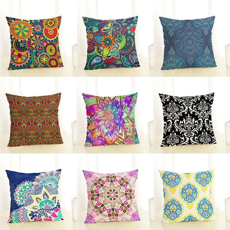 Premium Geometry Painting Pillow Case New Case 45*45 Cotton Linen Throw Pillows
