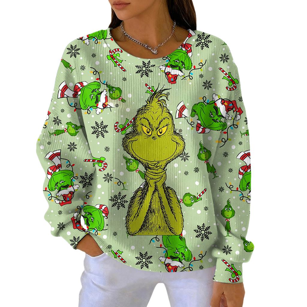 Women's Fashion Casual Gradient Christmas Print Pullover Sports Long-Sleeve Top