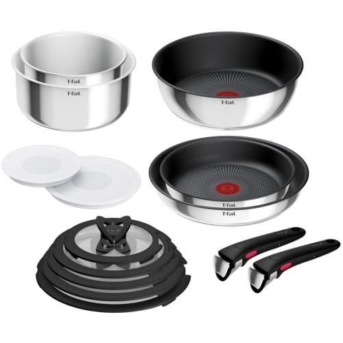 [Online Exclusive] T-fal 14-Piece Removable Handle Pot and Pan Set, Induction and Gas Compatible, Includes Two Dedicated Handles, Free of PFOA and Oth
