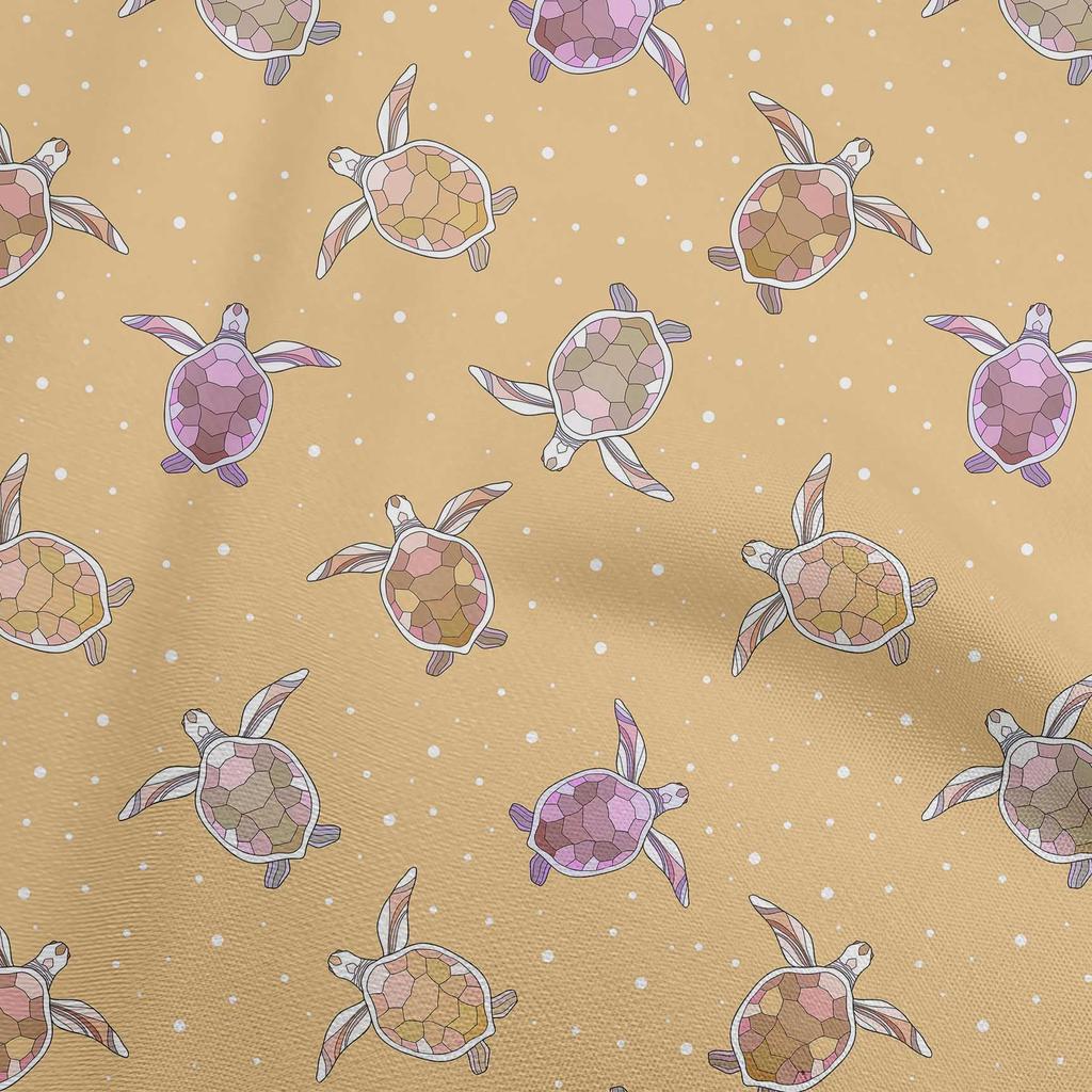 oneOone Cotton Poplin Dusty Purple Fabric Ocean Turtles With Dot Dress Material Fabric Print Fabric By The Yard 42 Inch