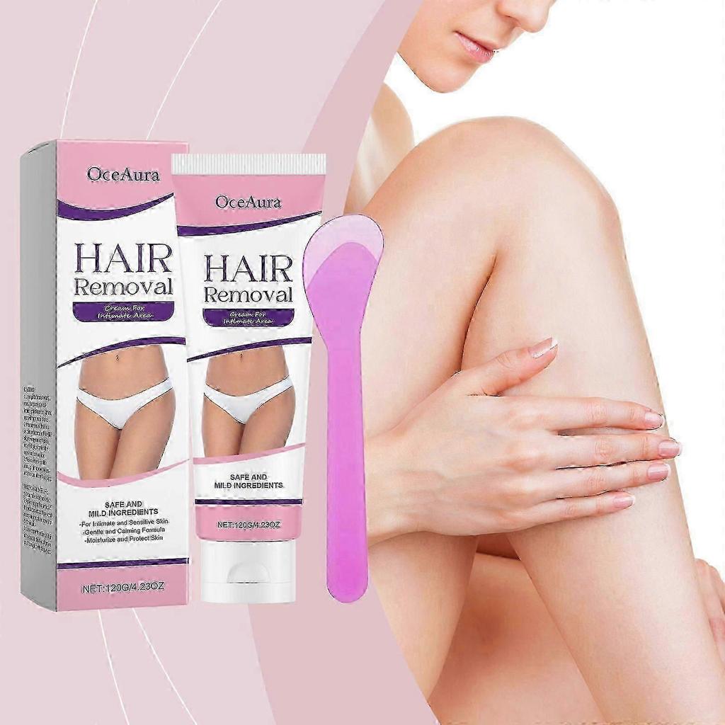Hair Removal Cream for Women, Intimate Area Bikini Line Depilatory for Face Legs Underarms - Gentle Formula for All Skin Type, with An Scraper Less