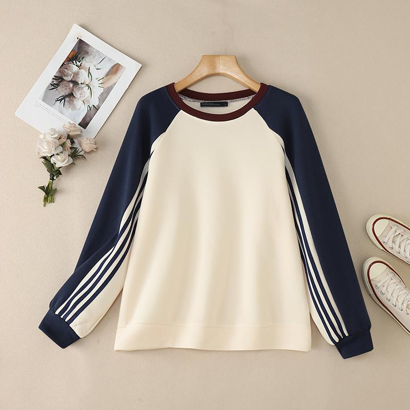 ZANZEA Women Casual Round Neck Patchwork Long Sleeve Pullover Sweatshirts