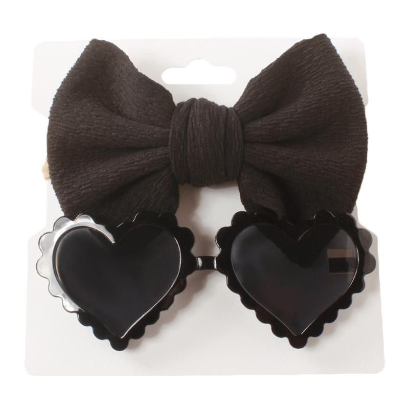 

Baby Girls Headband Sunglasses Decor Kit Children Kids Supplies Seaside Beach- Accessories Bows Hair Band & Sunglasses