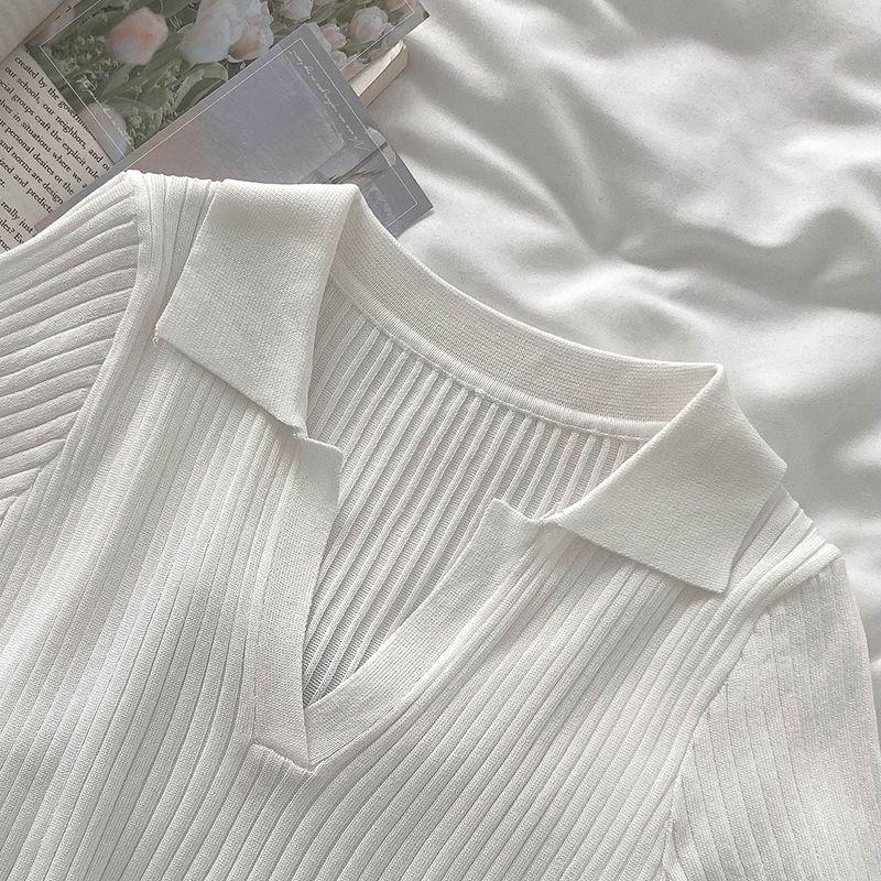 Salt-Style Summer Two-Piece: Knit Top & High-Waisted Pleated Skirt Set for Students
