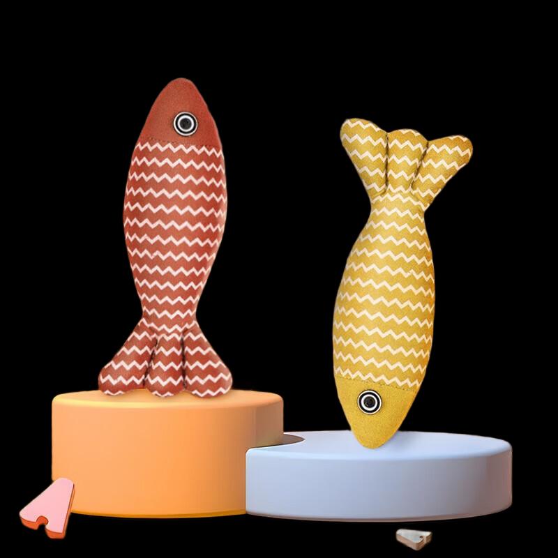 Silent Catnip Linen Fish Teaser Wand Toy Set