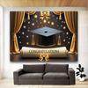 Golden Graduation Cap&Diploma Design Party Banner,for Celebrations,Home&Garden Events,Photo Studio Backdrop,Festivities,Graduation Party Decor