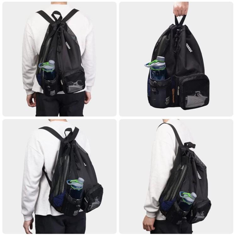 Mesh Drawstring Backpack With Wet Pocket, Swim Beach Bag For Gym Workout Sports Gear