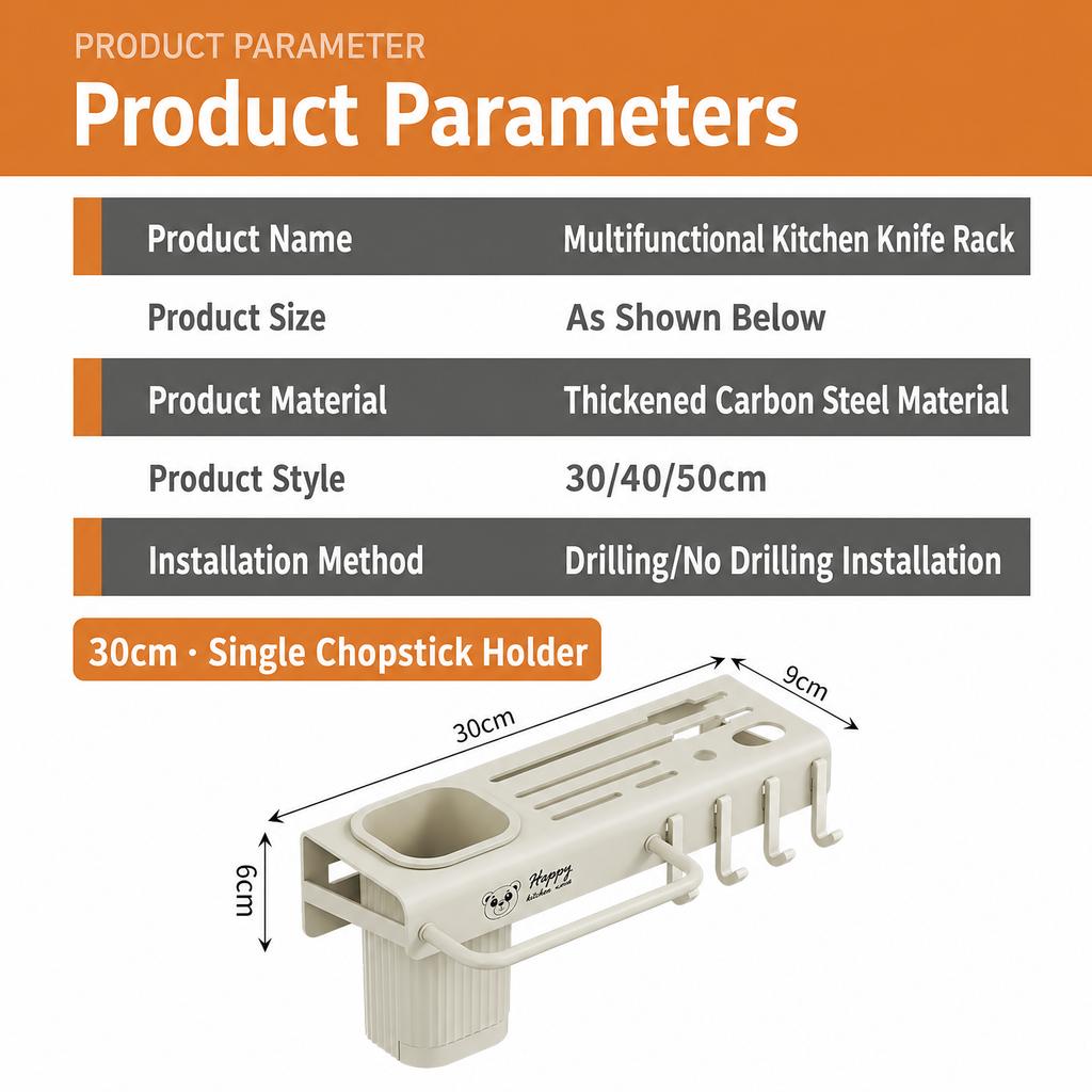 Knife Holder Kitchen No-Drill Carbon Steel