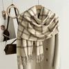 Versatile Imitation Cashmere Tassel Soft And Sticky Plaid Scarf For Women'S Winter Luxury New Fashionable Thickened Warm Shawl