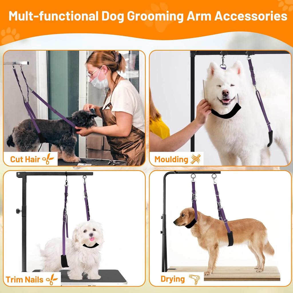 Dog Grooming Belly Strap - Dog Grooming Loops for Table Arm Extender with Clamp Extension Loop Bathing Restraint Leash No Sit Haunch Holder for Small