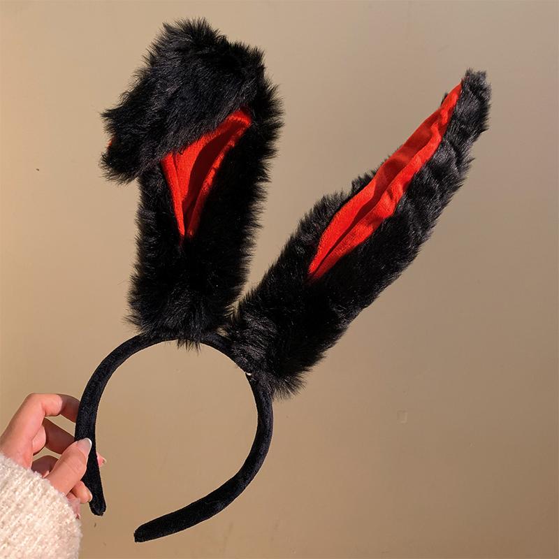Bandas para el pelo de felpa con orejas de conejo largas para niñas, accesorios para la cabeza, diadema, accesorios para vestido, mujer, niña, cosplay, lolita, cosplay, accesorios para el pelo