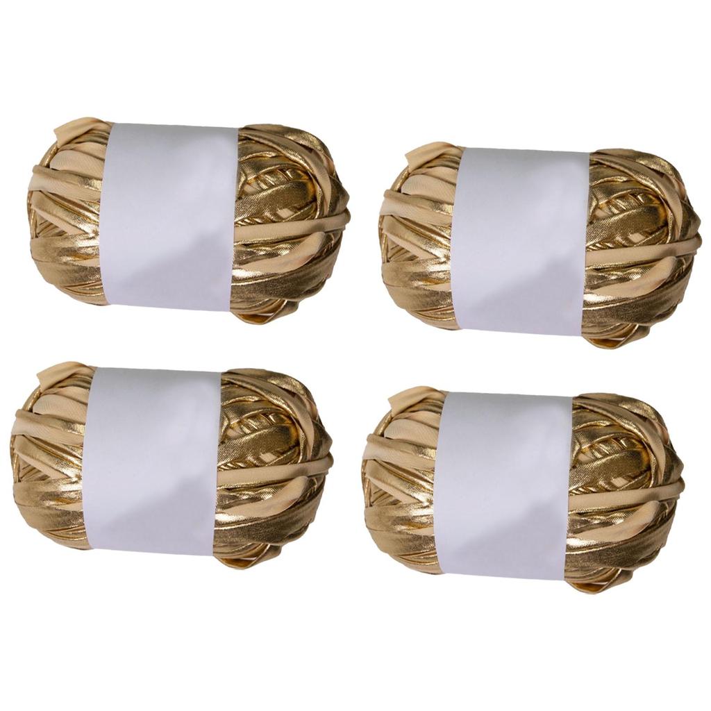 4x Metallic T-shirt Yarn Polyester Yarn Polyester Thread Home Decor Yarn Knitting Yarn Set Crochet Bag Yarn for DIY Bags Rugs