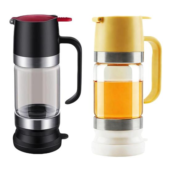 Press Honey Dispenser Bottle Syrup & Sauce Container with No-Drip Spout BPA-Free Plastic Honey Pourer Bottle for Kitchen Coffee Barbecue Use