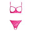 Toucheart 2-piece Set Showing Breasts Sexy Interesting Underwear Women Solid Color Mesh Hollow Out See-through Sexy Lingerie Set