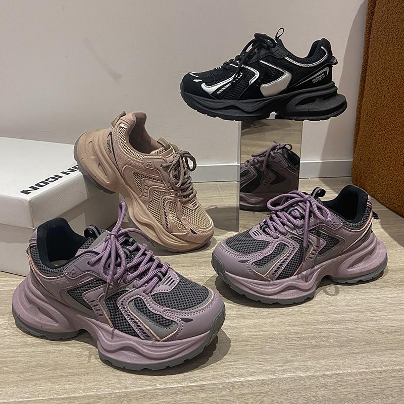 New Women Sneakers Vulcanize Shoes Korean Female Black Pink Platform Thick Sole Running Casual Shoes Woman Tennis Shoes