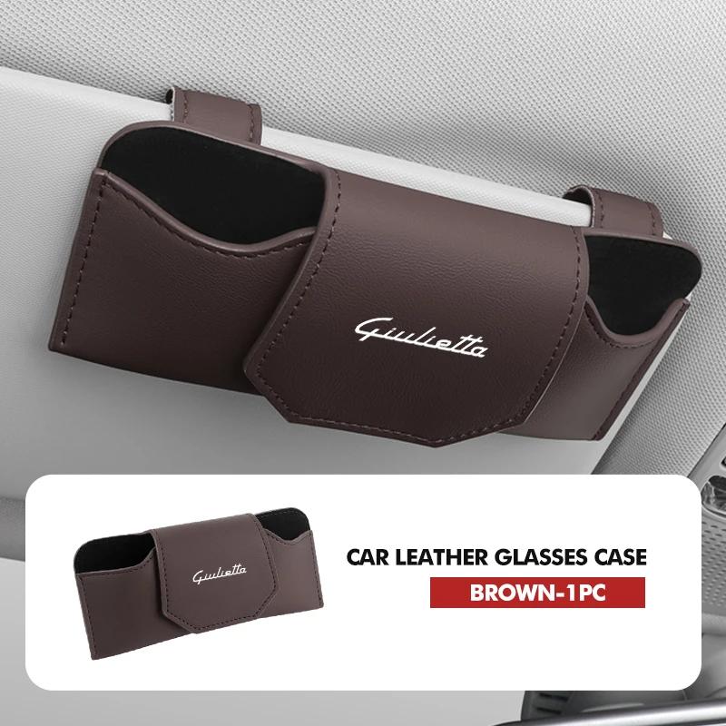 Para Alfa Romeo 2026 Pegatina Caliente Para Visera de Coche Alfa Romeo Gafas Cuero Resistente al Desgaste Gafas de Sol Caja Protectora Giulietta